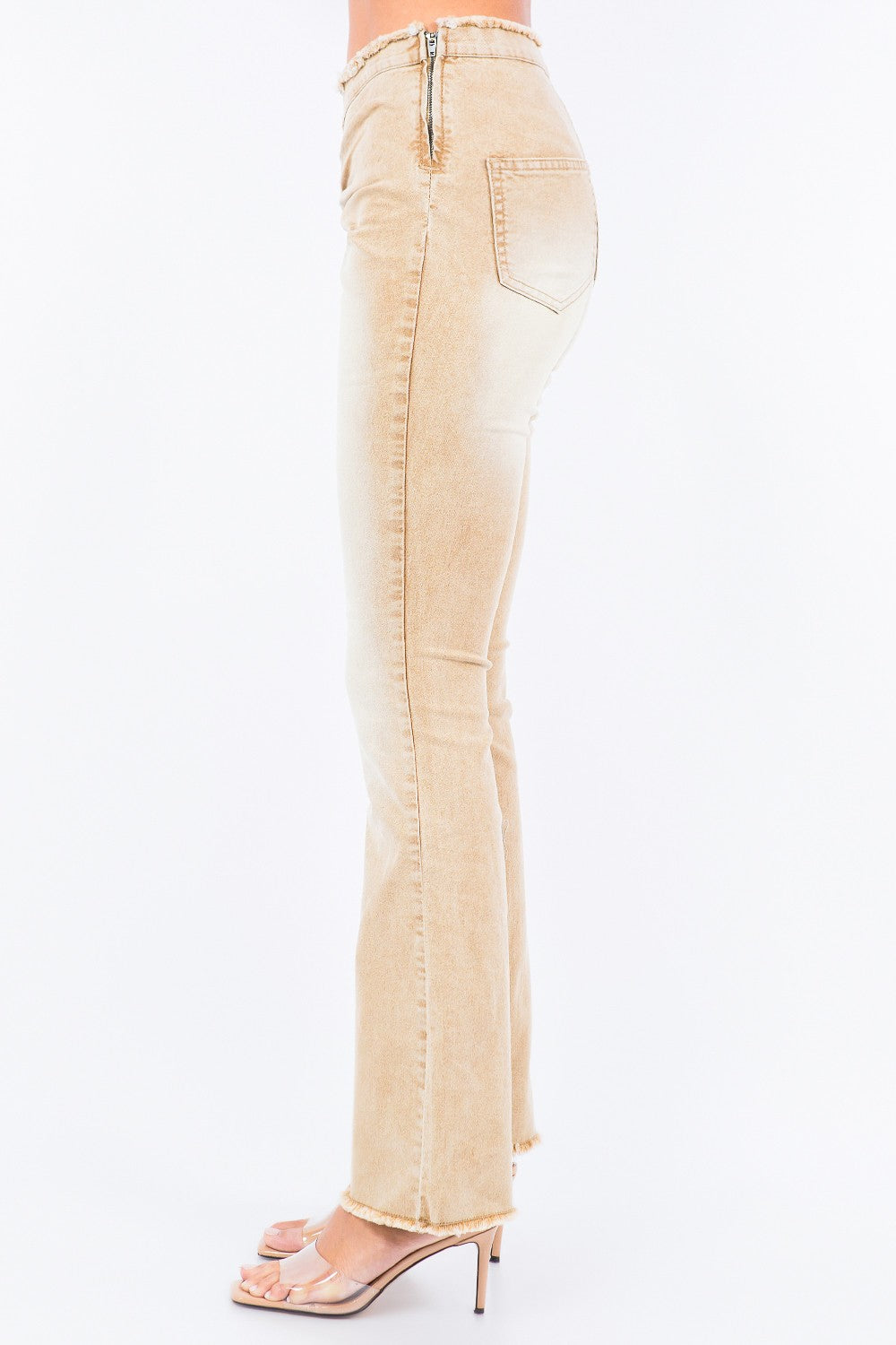 American Bazi V-Cut Ruched Flare Pants-Trendy
