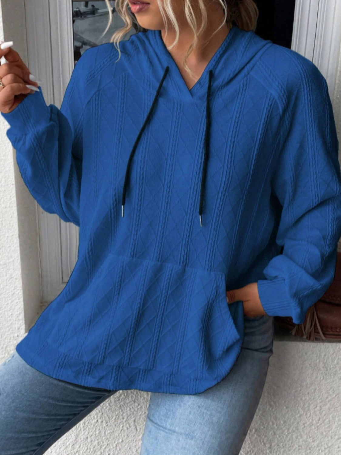 Full Size Drawstring- Long Sleeve Hoodie