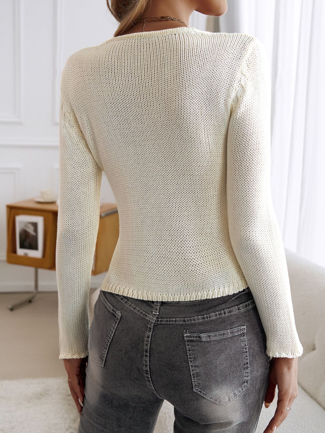 Devine Long Sleeve Cropped Cardigan-Fashionable