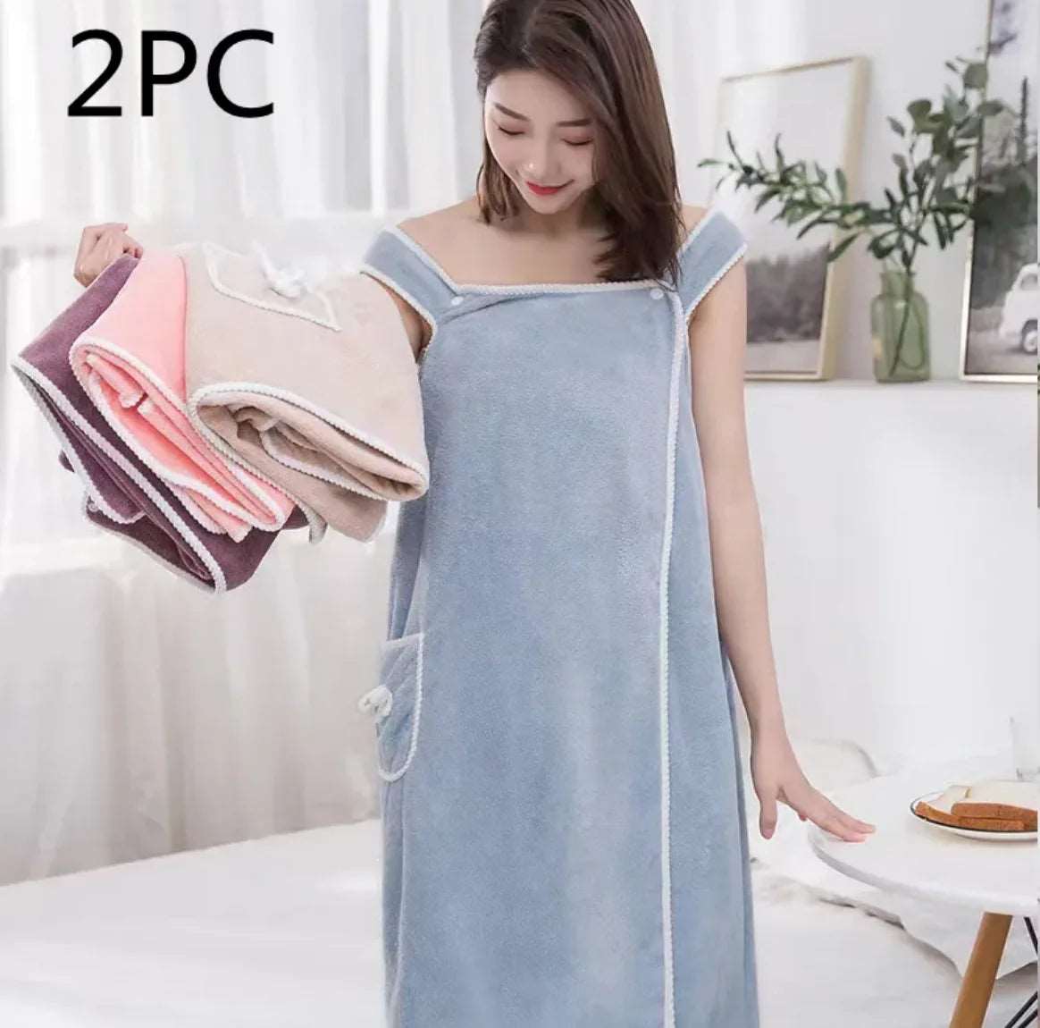 Coral Fleece Cotton Bath Skirt – Soft, Water-Absorbing, and Thickened