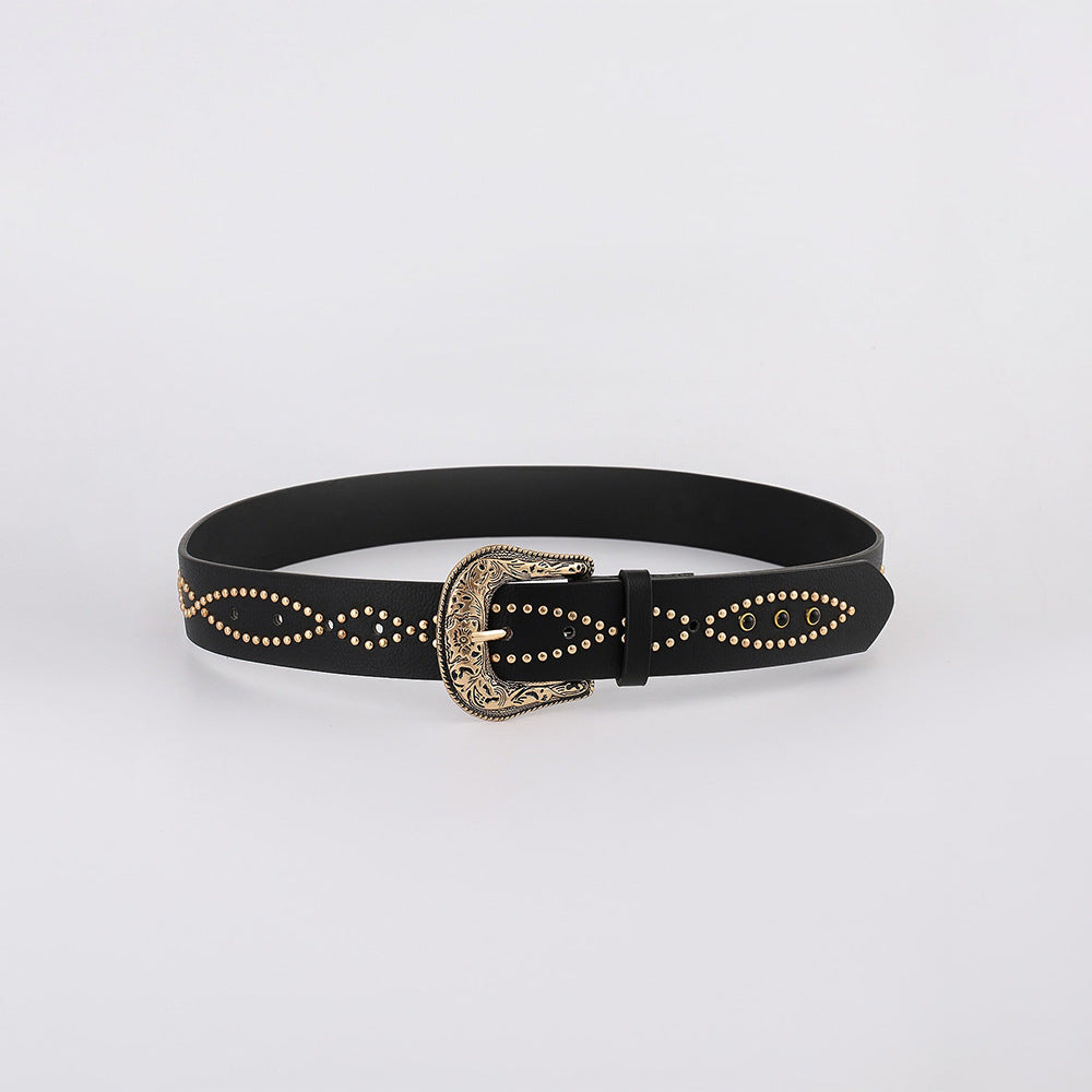 PU Leather Rhinestone Belt Glamorous Trendy