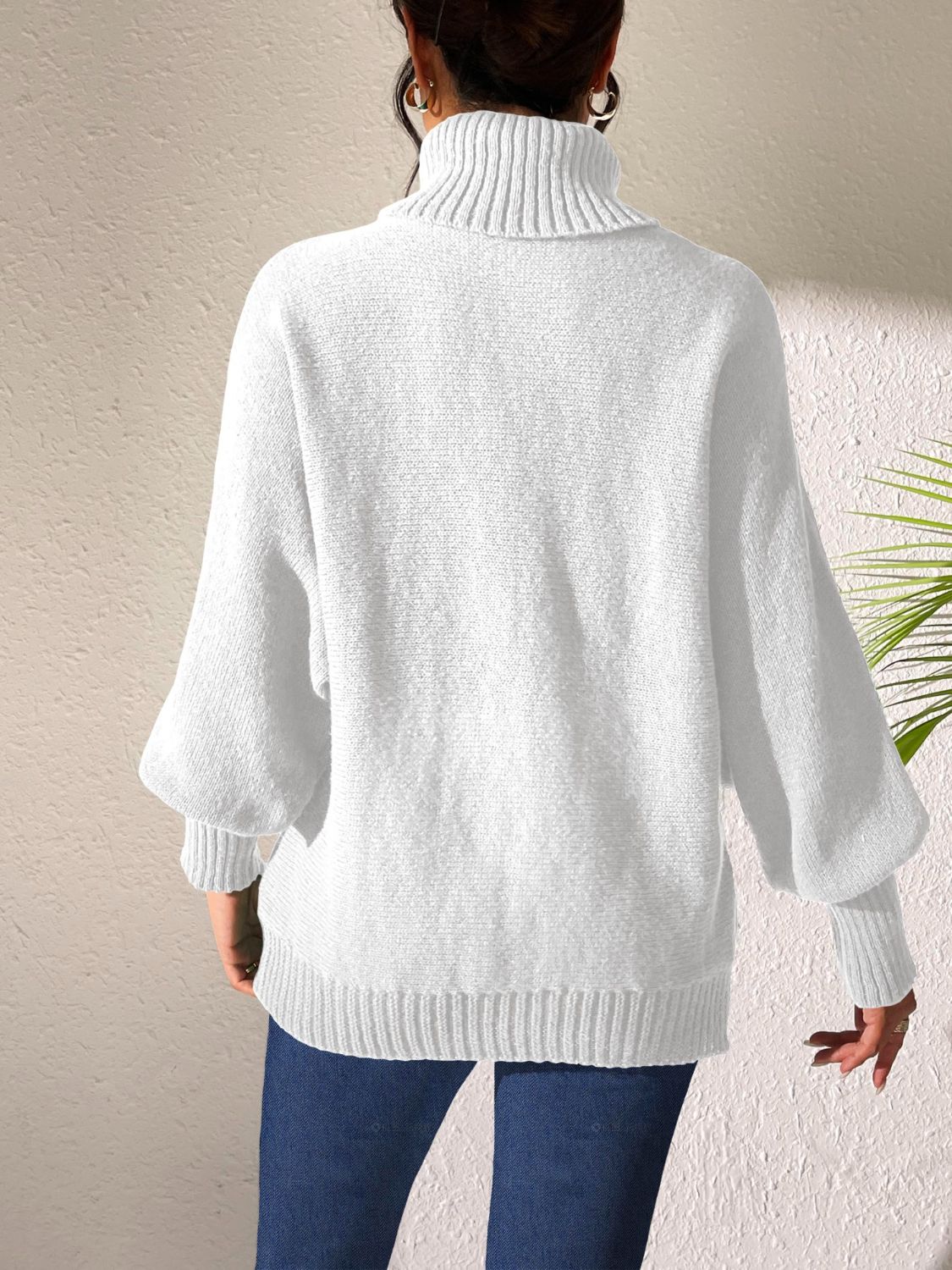 Heart Turtleneck Long Sleeve Sweater-Comfortable