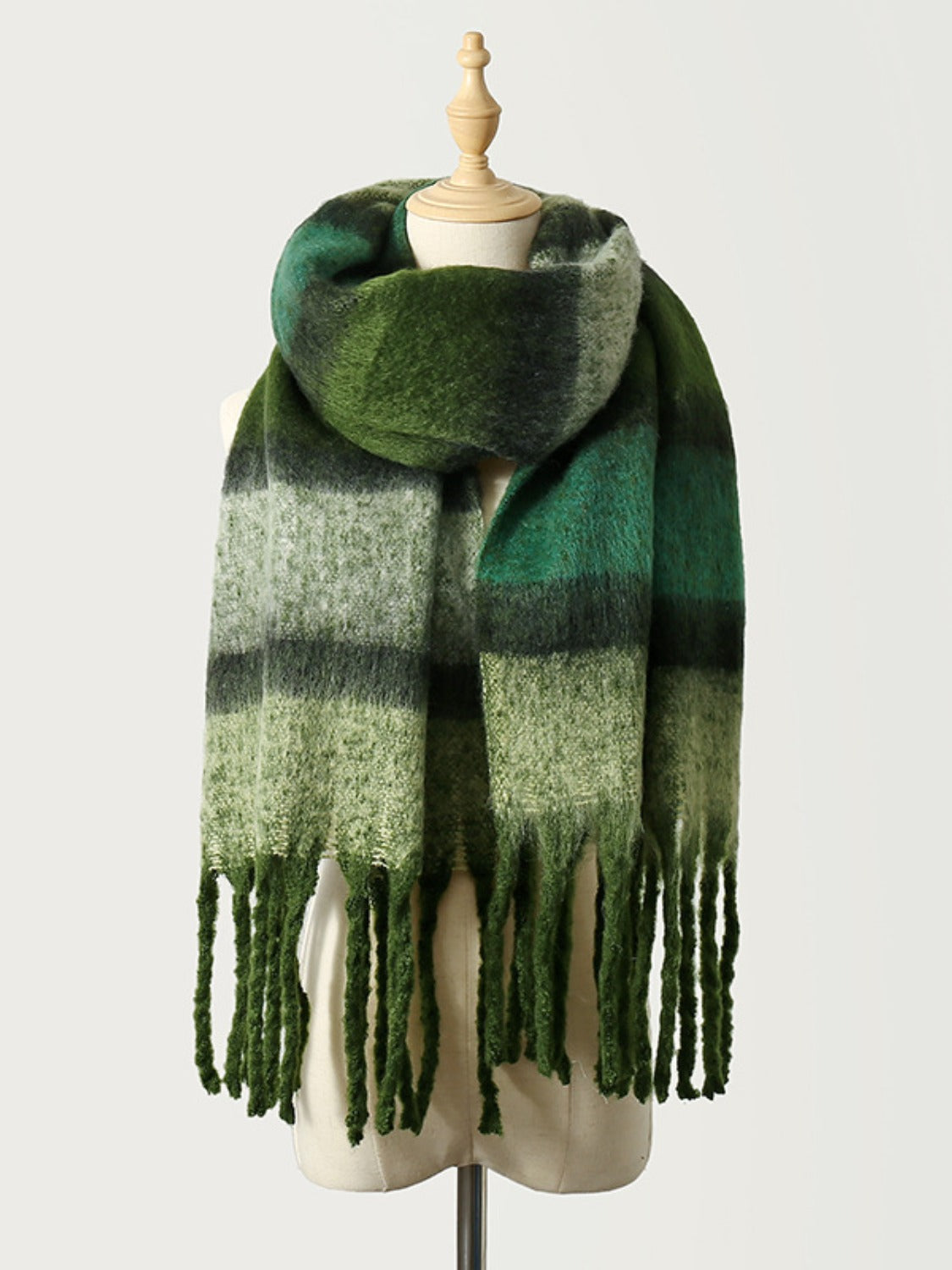 Fringe Color Block Polyester Scarf-Stylish-Fashion