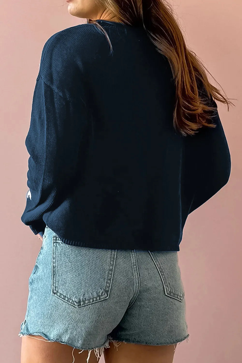 Star Round Neck - Long Sleeve Sweater-Casual