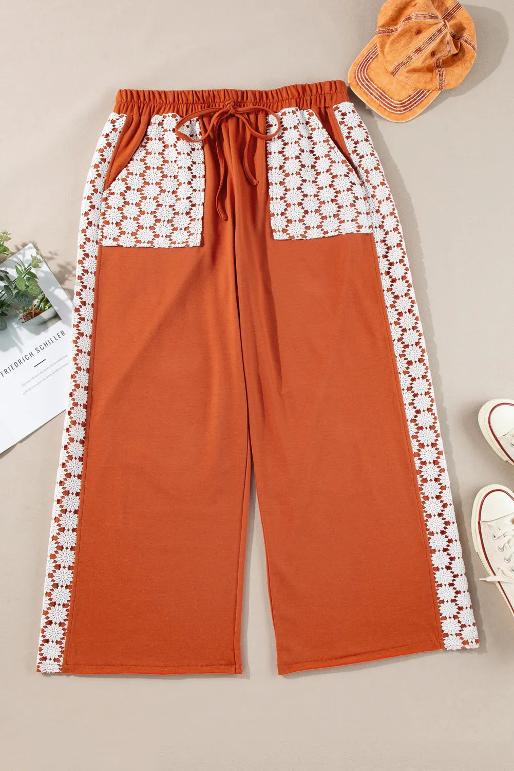Plus Size Wide Leg Pants-Casual-Comfortable
