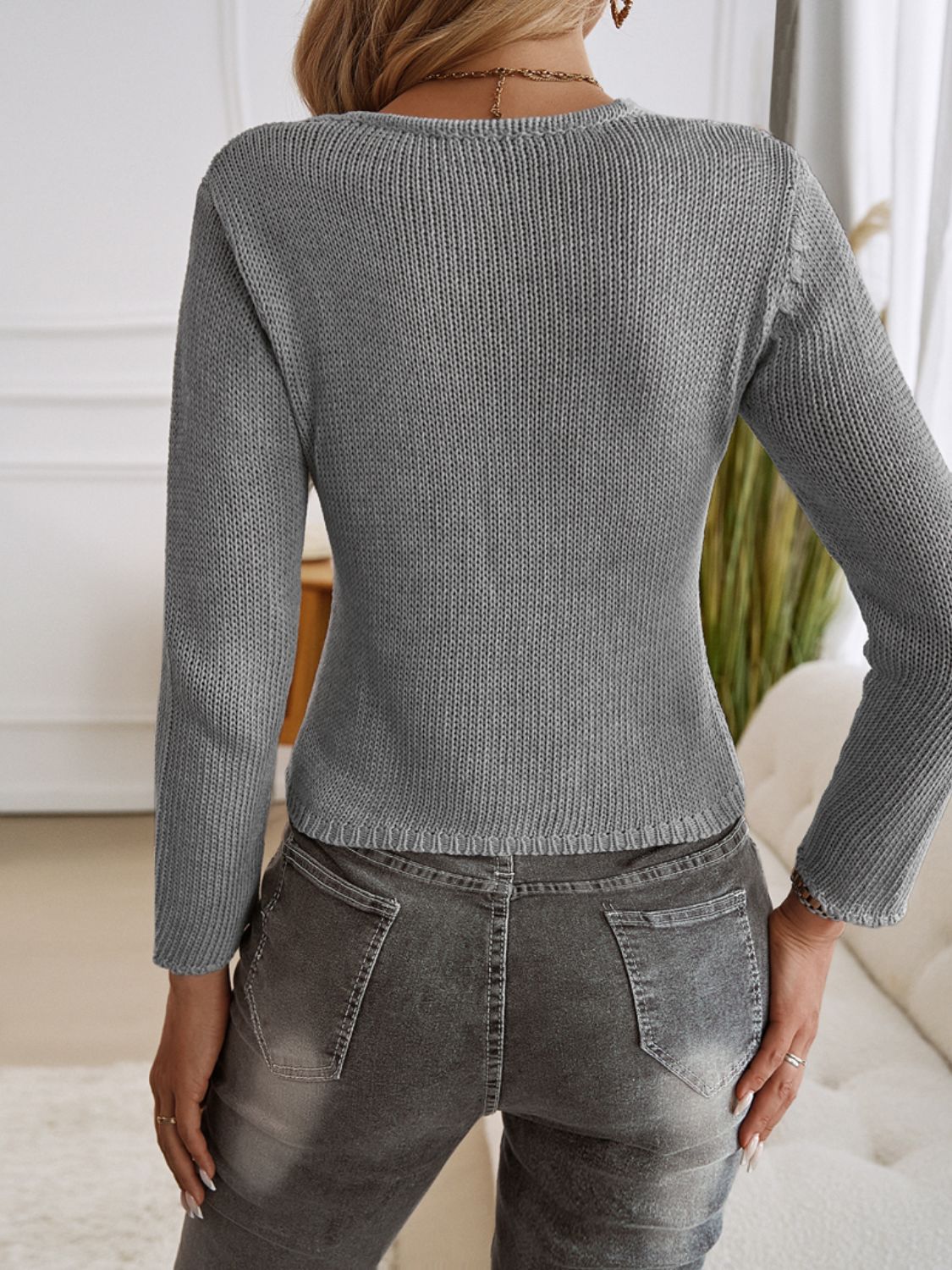 Devine Long Sleeve Cropped Cardigan-Fashionable