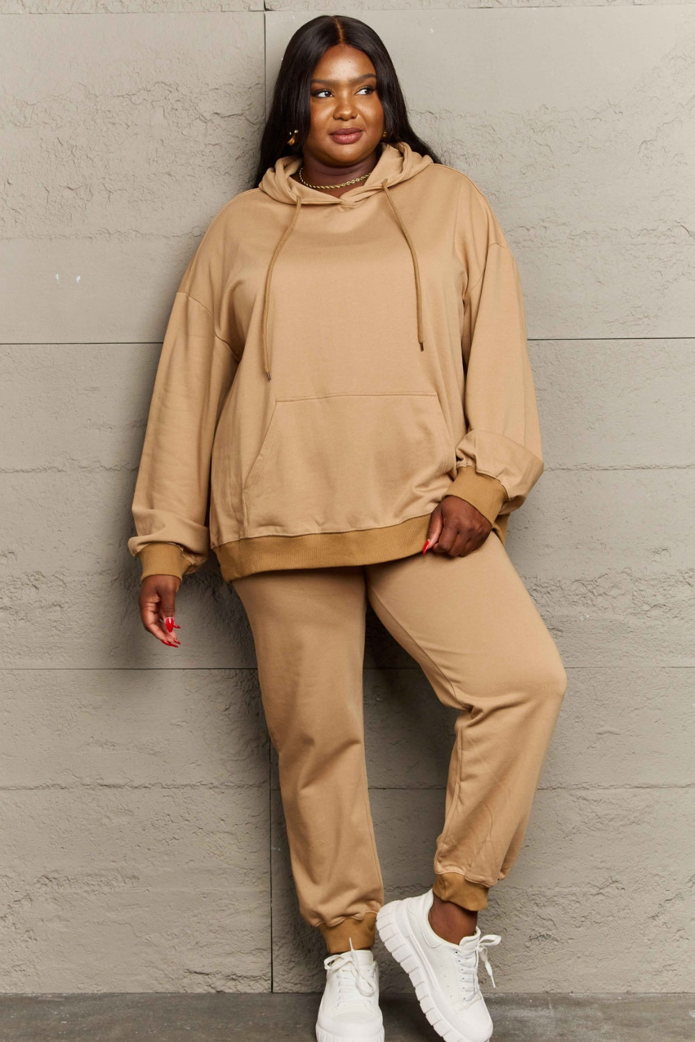 Full Size Drawstring - Long Sleeve Hoodie