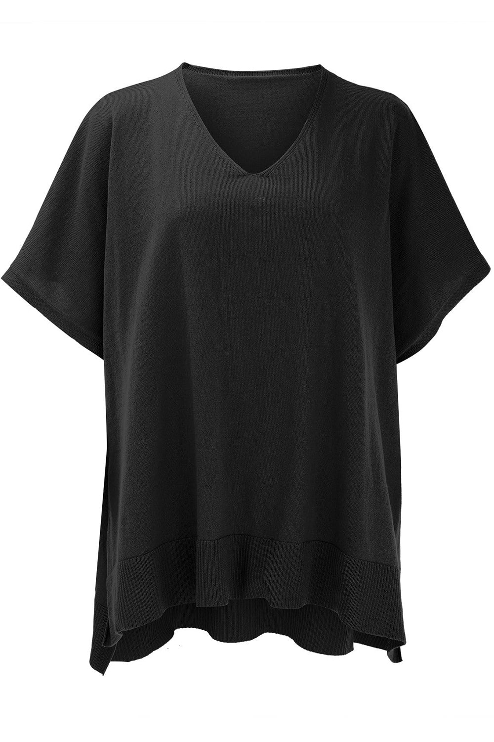 Slit V-Neck Half Sleeve Knit Top-Stylish