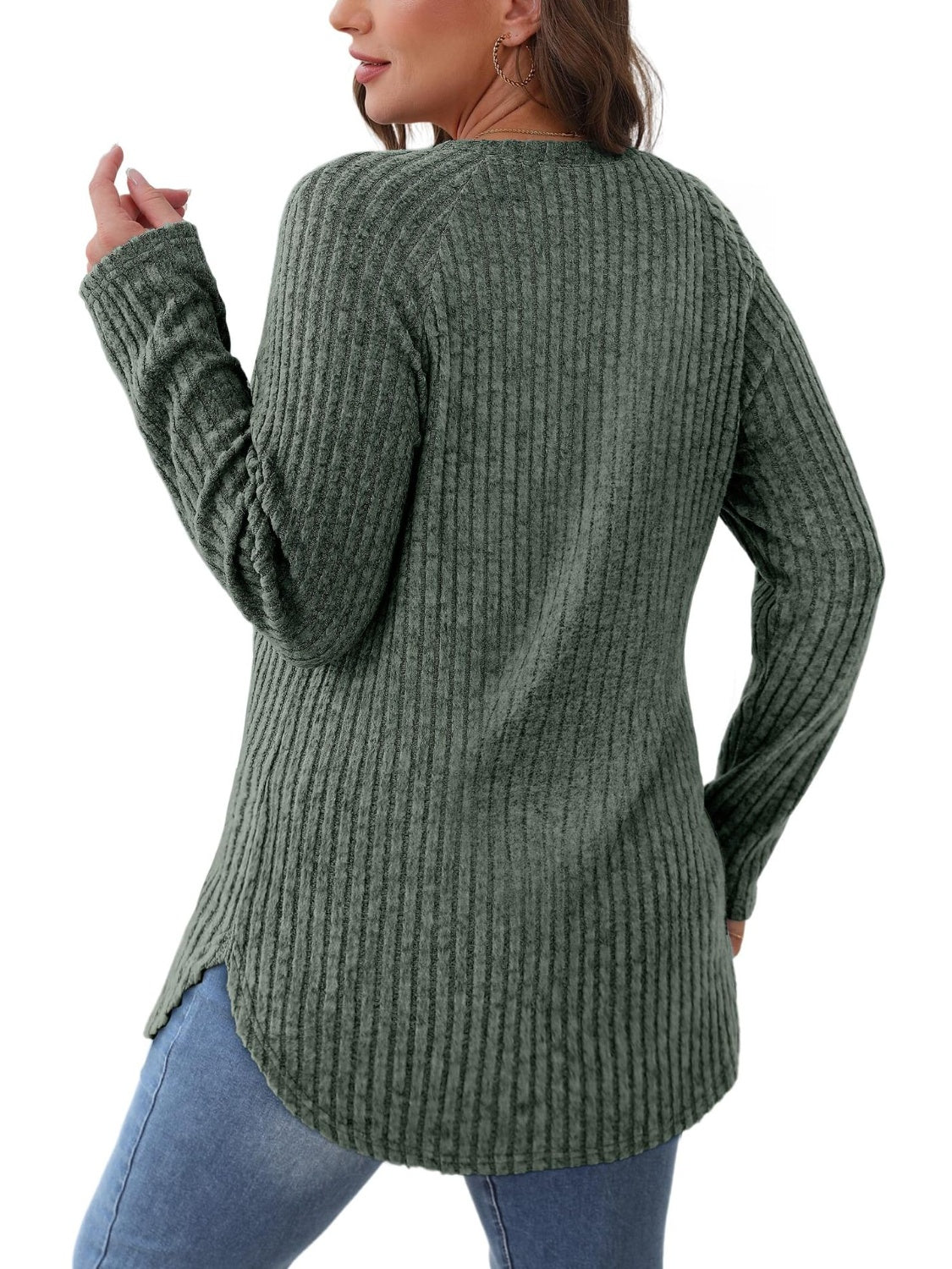 Round Neck Raglan Sleeve T-Shirt-Casual-Fashion