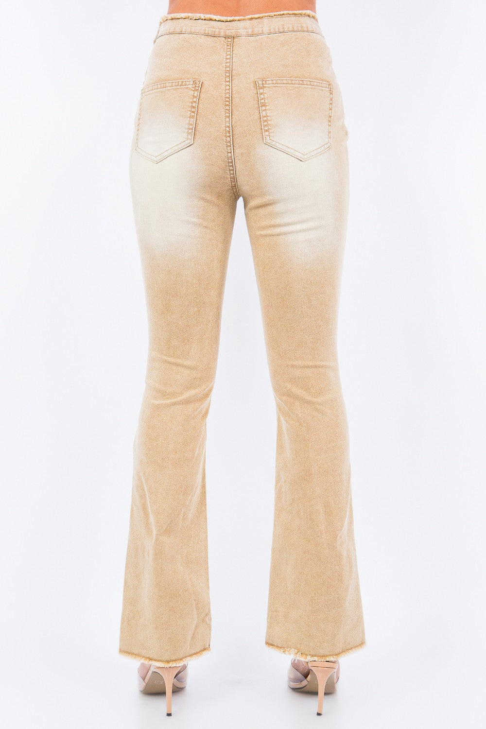American Bazi V-Cut Ruched Flare Pants-Trendy