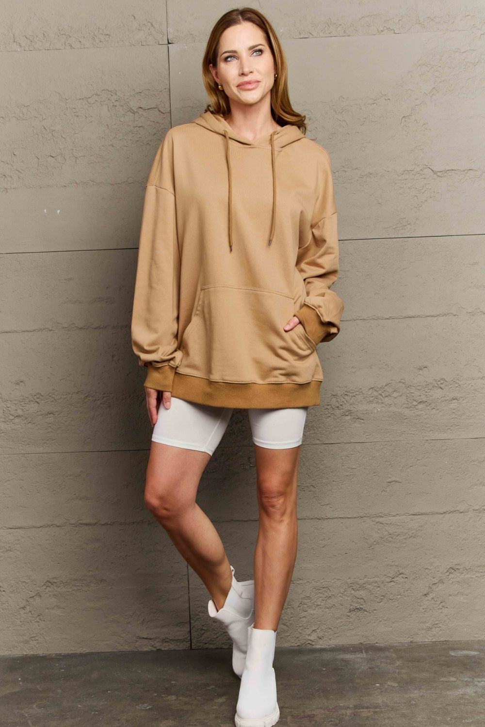 Full Size Drawstring - Long Sleeve Hoodie
