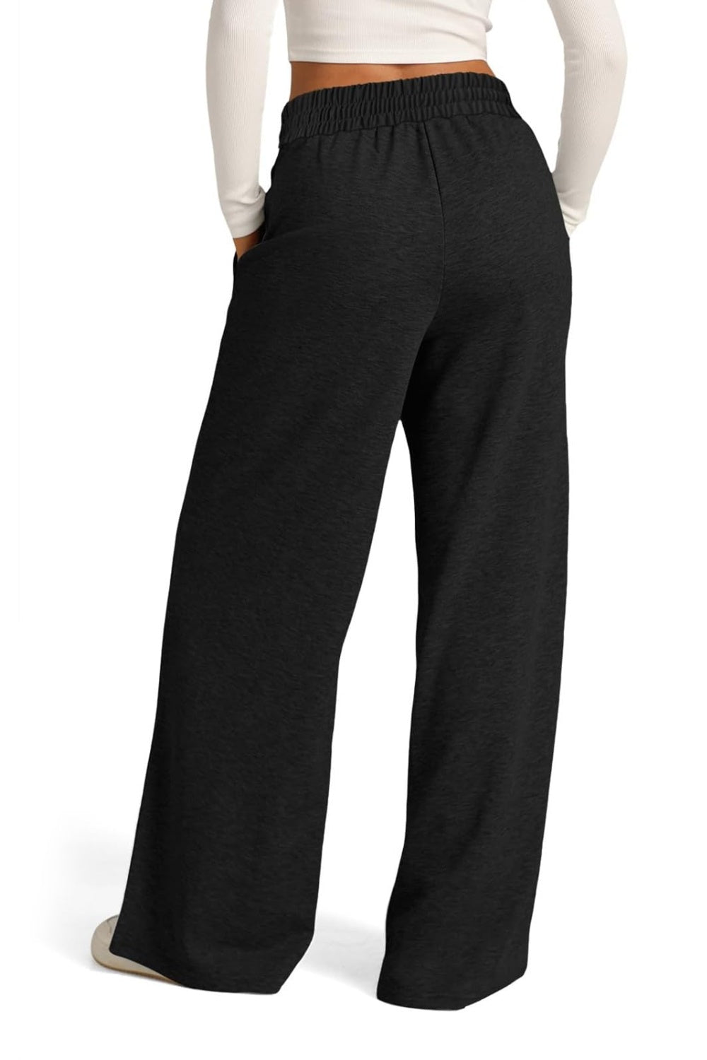 Drawstring Elastic Waist - Wide Leg Pants