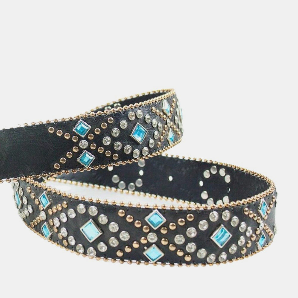 Rhinestone PU Leather Belt Statement Piece