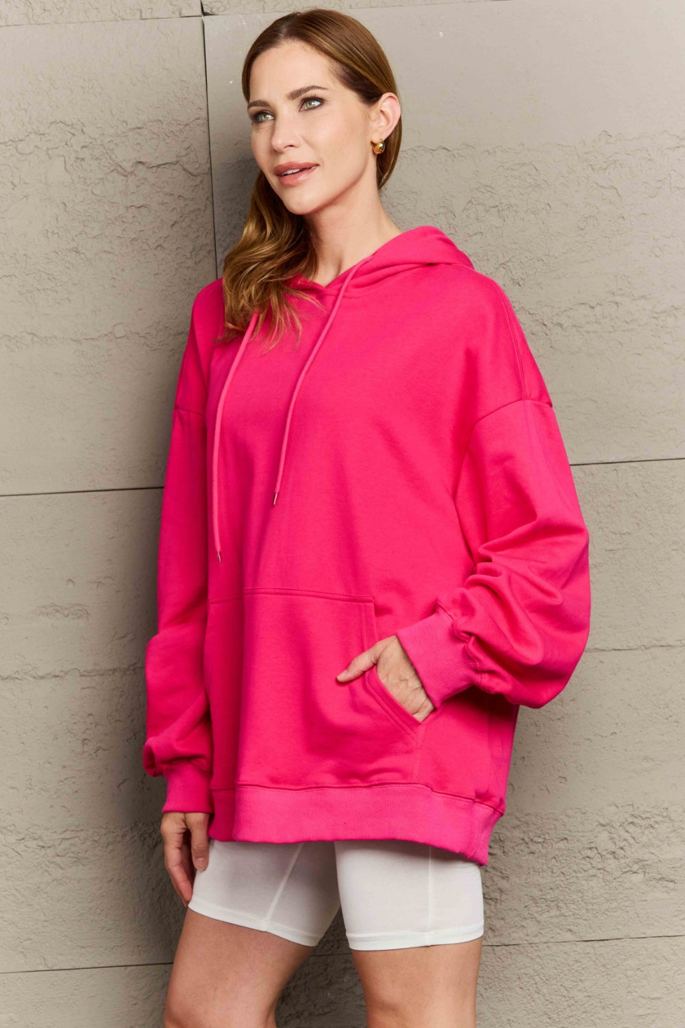 Full Size Drawstring - Long Sleeve Hoodie