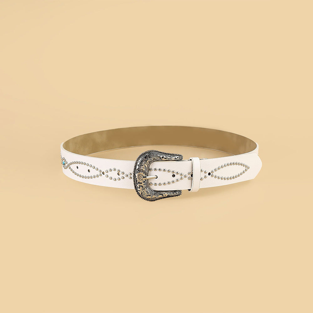 PU Leather Rhinestone Belt Glamorous Trendy