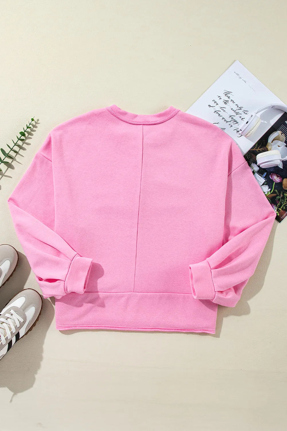 Half Button Long Sleeve Sweatshirt-Cozy-Casual
