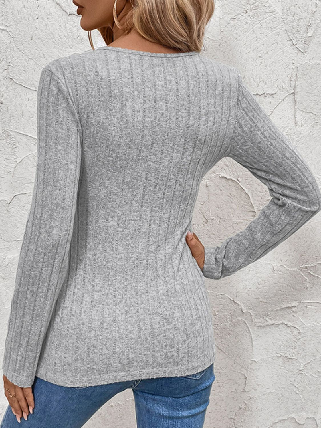 Perfee Surplice Long Sleeve T-Shirt-Casual-Style