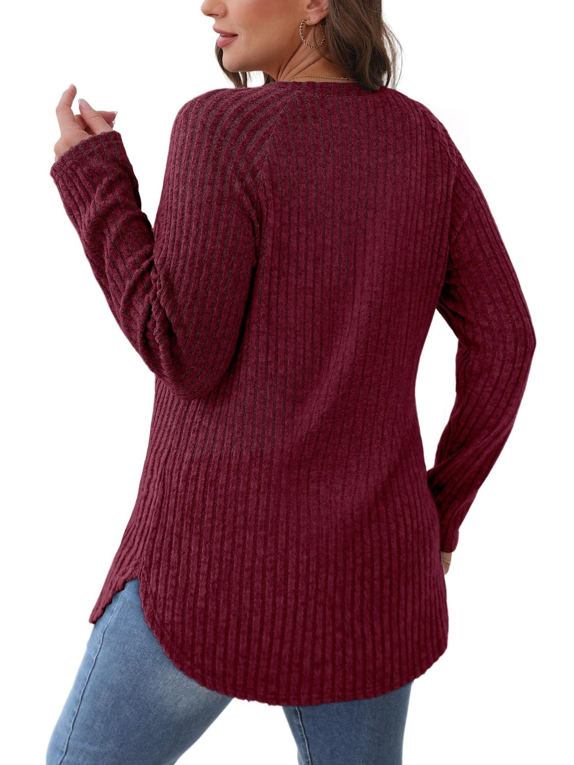 Round Neck Raglan Sleeve T-Shirt-Casual-Fashion