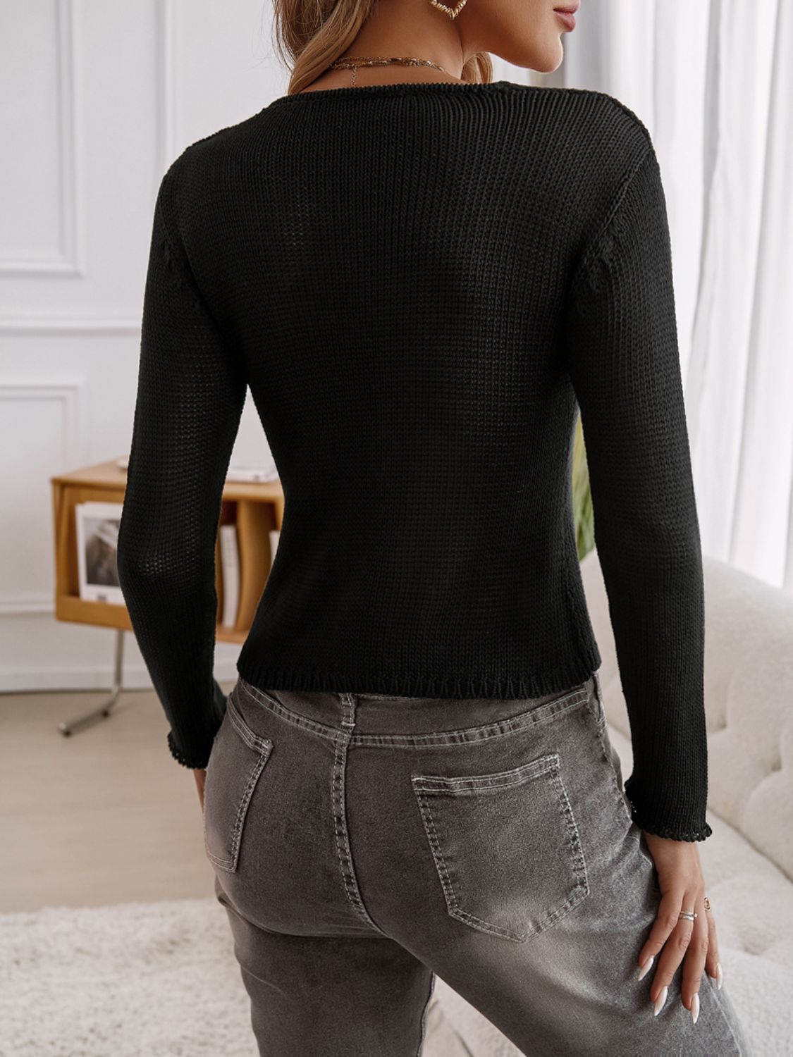 Devine Long Sleeve Cropped Cardigan-Fashionable