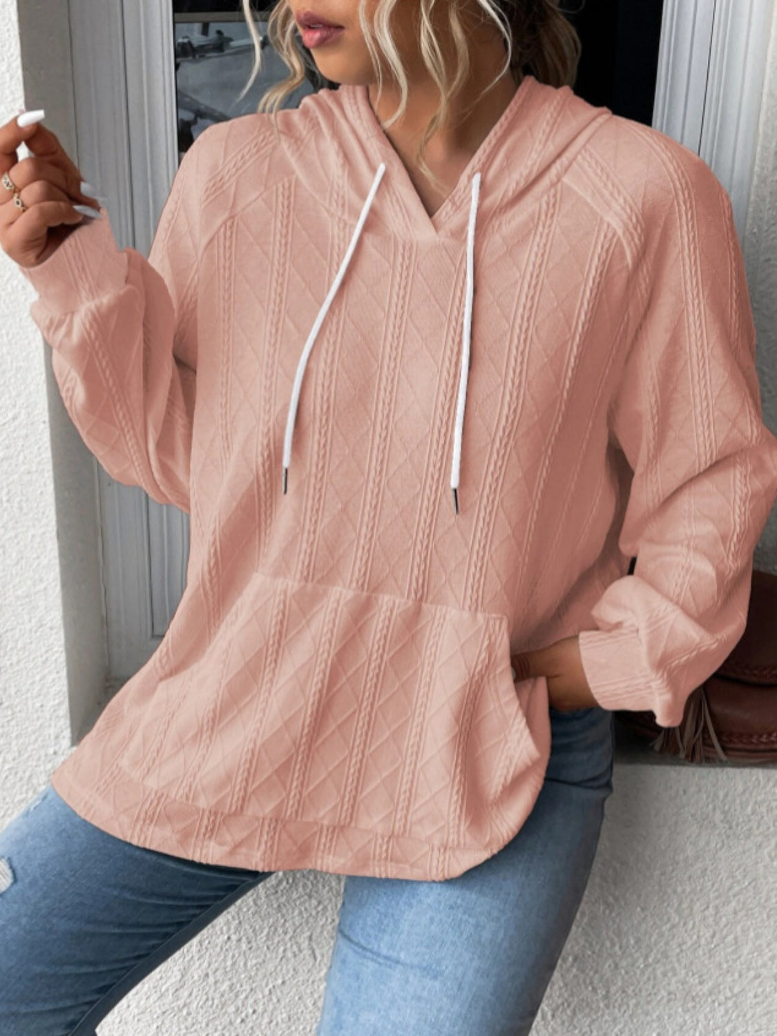 Full Size Drawstring- Long Sleeve Hoodie