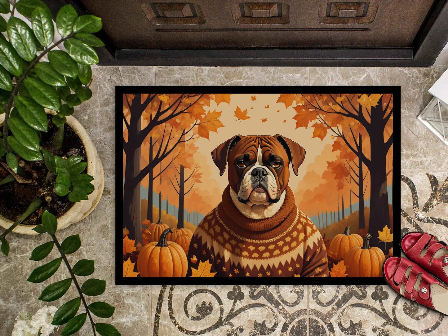 Boxer Fall Doormat Specific Seasonal Artwork